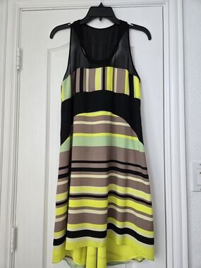 Jessica Simpson Black, Yellow Striped High-Low Dress - Size 2